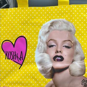 Yellow Tote Bag with Iconic Print